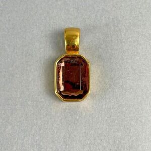 Joan Rivers Gold Tone Pendant w/ Faceted Rhinestone Amber Glass 1.25"